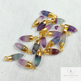 Rainbow Fluorite Stone Pencil Pendant, Healing Single Terminated Point Pendant, Gold Electroplated Pencil Pendant, Mini Spikes Pendant, Gift